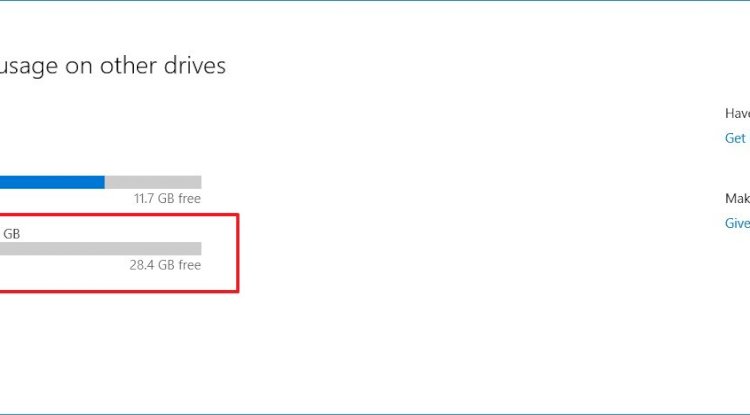 Other drives storage usage on Windows 10 1903