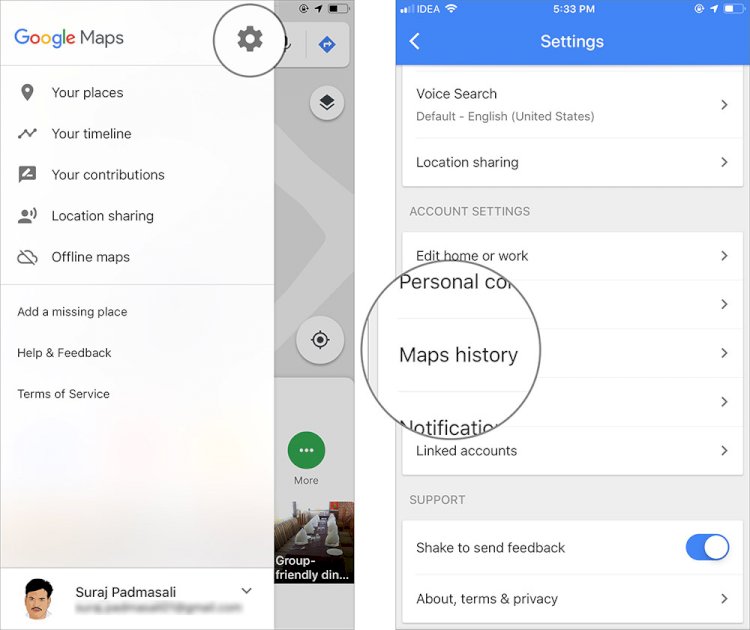 அண்ட்ராய்டில் Google Maps இல் தேடல் மற்றும் இருப்பிட வரலாற்றை  எவ்வாறு அழிப்பது?